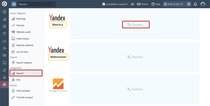 Integration with Yandex and Google search statistics services: how to integrate search analytics services